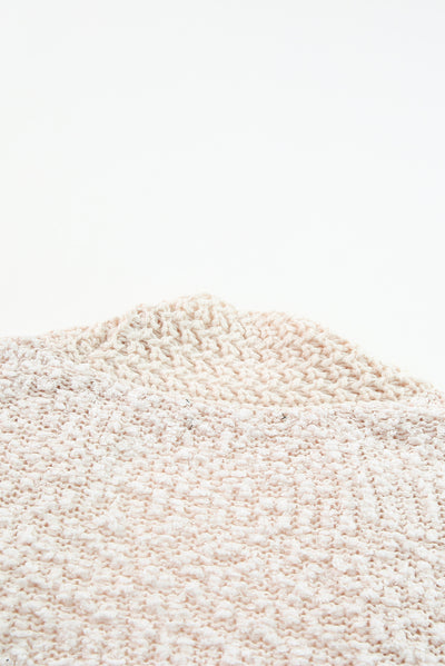 Apricot Popcorn Knit Open Front Cardigan-Tops-MomFashion