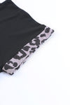 Black Contrast Solid Leopard Short Sleeve T-shirt Dress with Slits-Dresses-MomFashion