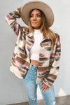 Multicolor Aztec Print Button Up Long Sleeve Jacket-Outerwear-MomFashion