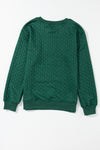 Blackish Green Merry And Bright Cable Knit Pullover Sweatshirt-Tops-MomFashion