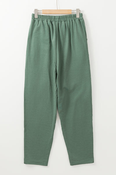 Mist Green Elastic Waist Cargo Pants-Bottoms-MomFashion