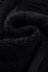 Black Hollow-out Openwork Knit Cardigan-Tops-MomFashion