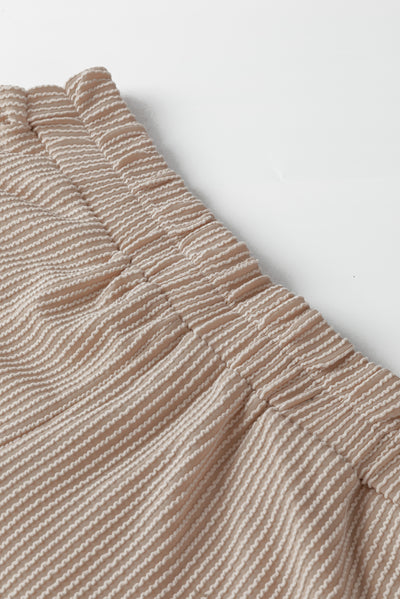 Brown Corded 2pcs Colorblock Pullover and Pants Outfit-Loungewear-MomFashion