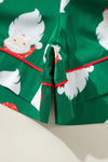 Green Christmas Santa Claus Print Satin Shirt and Shorts Set-Loungewear & Sleepwear/Sleepwear-MomFashion