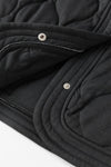 Black Solid Color Quilted Snap Button Jacket-Outerwear-MomFashion