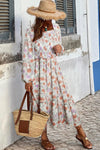 Multicolor Floral Smocked Long Sleeve Pocketed Dress-Dresses-MomFashion