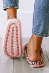 Pink Leopard Print Thick Sole Slip On Slippers-Shoes & Bags-MomFashion