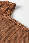 Chestnut Smocked Ribbed Velvet Babydoll Top-Tops-MomFashion