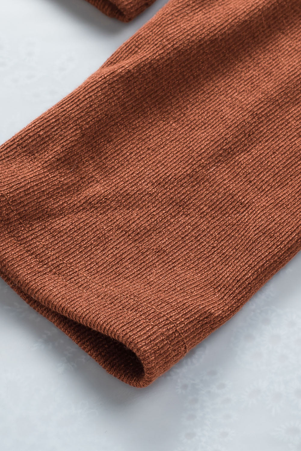 Brown Ribbed Peekaboo Cutout Long Sleeve Top-Tops-MomFashion