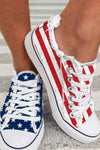 Blue American Flag Lace-up Canvas Flat Shoes-Shoes & Bags-MomFashion