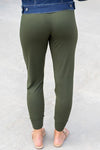 Green High Waist Pleated Pocket Leggings-Bottoms-MomFashion