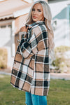 Plaid Print Buttoned Shirt Jacket-Outerwear-MomFashion