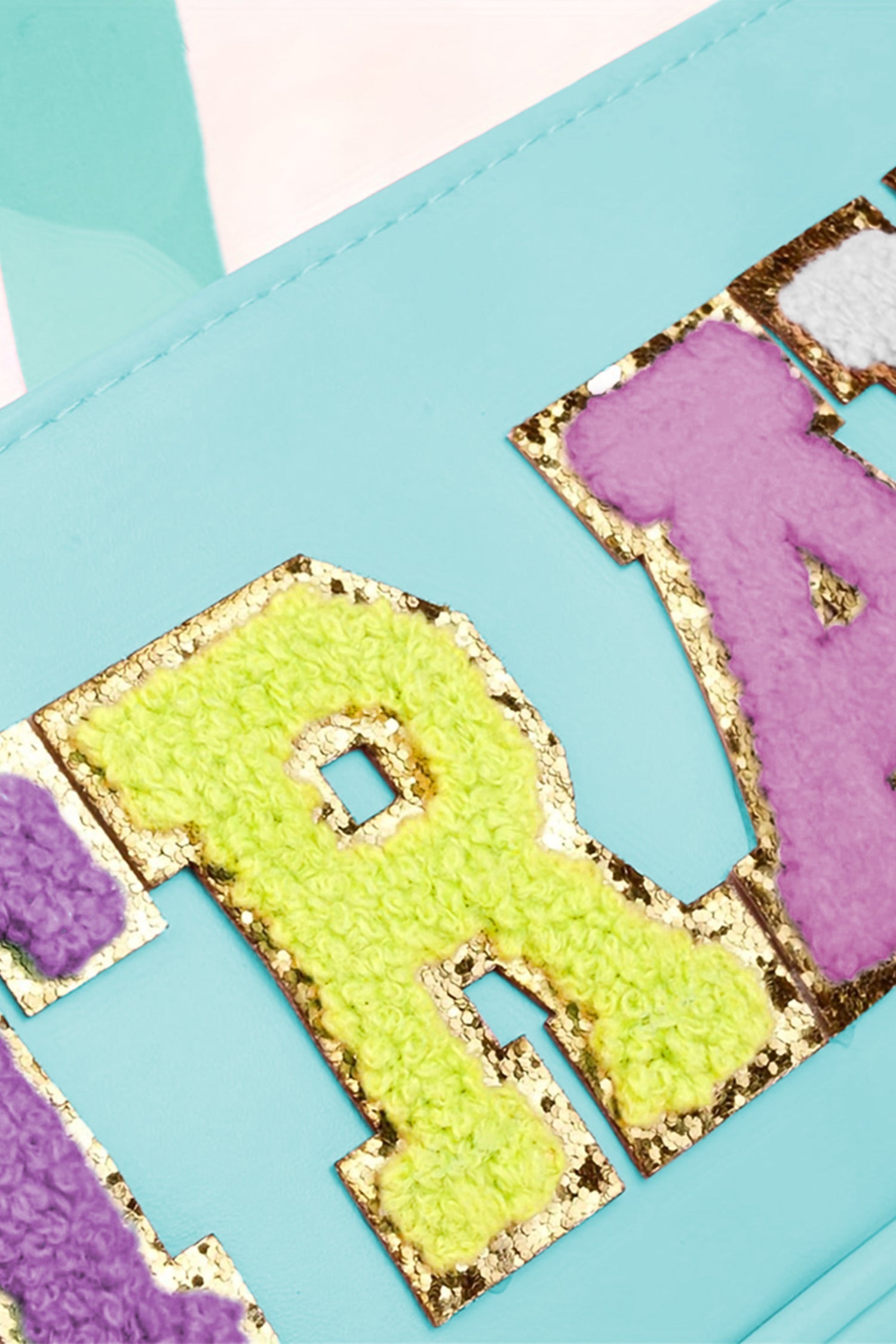 Mint Green TRAVEL Chenille Letter Clear PVC Makeup Bag-Accessories-MomFashion