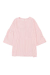 Pink Ribbed Roll-tab Sleeve Chest Pocket Oversize Top-Tops-MomFashion