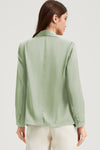 Green Pocketed Single Button Lapel Neck Blazer-Outerwear-MomFashion