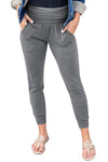 Gray High Waist Pleated Pocket Leggings-Bottoms-MomFashion