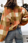 Gold Flame Vintage Checkered Fleece Baggy Sweatshirt-Tops-MomFashion