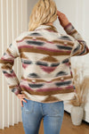 Multicolor Aztec Print Button Up Long Sleeve Jacket-Outerwear-MomFashion