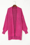 Rose Plaid Knitted Long Open Front Cardigan-Tops-MomFashion