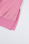 Pink Drop Shoulder Ribbed Trim Oversized Sweatshirt-Tops-MomFashion