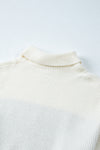 White Printed Patchwork Turtle Neck Knitted Sweater-Tops-MomFashion