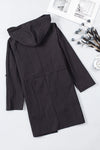 Black Drawstring Turndown Collar Hooded Outerwear-Outerwear-MomFashion