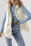 White Quilted High Neck Zip Up Jacket Vest-Outerwear/Vests-MomFashion