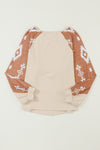 Apricot Western Print Patch Long Sleeve Top-Tops-MomFashion