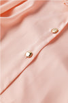 Pink Frilled Lapel Collar Button-Up Puff Sleeve Shirt-Tops-MomFashion