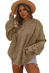 Khaki Exposed Seam Twist Open Back Oversized Sweatshirt-Tops-MomFashion