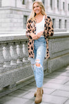 Leopard Printed Open Front Cardigan-Tops-MomFashion