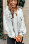 Gray Exposed Seam Double Chest Pocket Sweatshirt-Tops-MomFashion