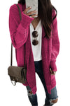 Rose Plaid Knitted Long Open Front Cardigan-Tops-MomFashion