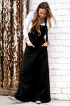 Black Knotted Straps Patch Pocket Wide Leg Jumpsuit-Bottoms-MomFashion