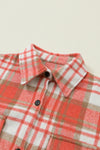 Plaid Flap Pocket Long Sleeve Shacket-Outerwear-MomFashion