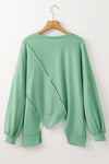 Colorblock Stitching Irregular Hem Long Sleeve Top-Tops-MomFashion