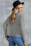 Gray Popcorn Knit Open Front Cardigan-Tops-MomFashion