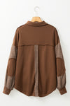 Chestnut Exposed Seam Elbow Patch Oversized Shacket-Outerwear-MomFashion