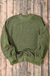 Green Drop Shoulder Crew Neck Pullover Sweatshirt-Tops-MomFashion