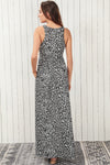 Gray Leopard Print Pocketed Sleeveless Maxi Dress-Dresses-MomFashion