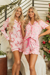 Pink Christmas Candy Cane Print Shirt and Shorts Pajama Set-Loungewear & Sleepwear/Sleepwear-MomFashion