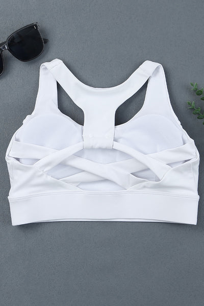 White Athletic Push Up Sports Bra-Activewear-MomFashion