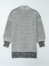 Gray Plaid Knitted Long Open Front Cardigan-Tops-MomFashion