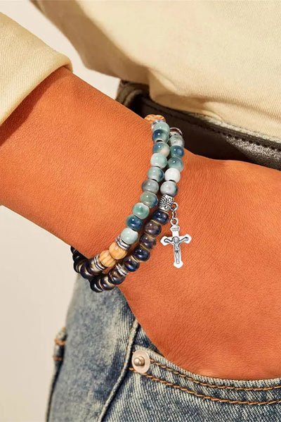 Multicolor Double-Layered Cross Beading Bracelet-Accessories-MomFashion