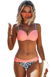 Sexy Pink Padded Gather Push-up Bikini Set-Swimwear-MomFashion