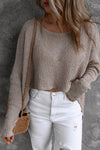 Gray Slouchy Dolman Sleeve High Low Sweater-Tops-MomFashion