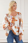 Multicolour Floral Print V Neck Babydoll Blouse-Tops-MomFashion