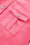 Pink Buttoned Flap Pocket Corduroy Jacket-Outerwear-MomFashion