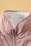 Pink Fleece Lined Quilted Vest Coats-Outerwear-MomFashion