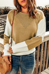 Two-Tone Chevron Pullover Sweater-Tops-MomFashion